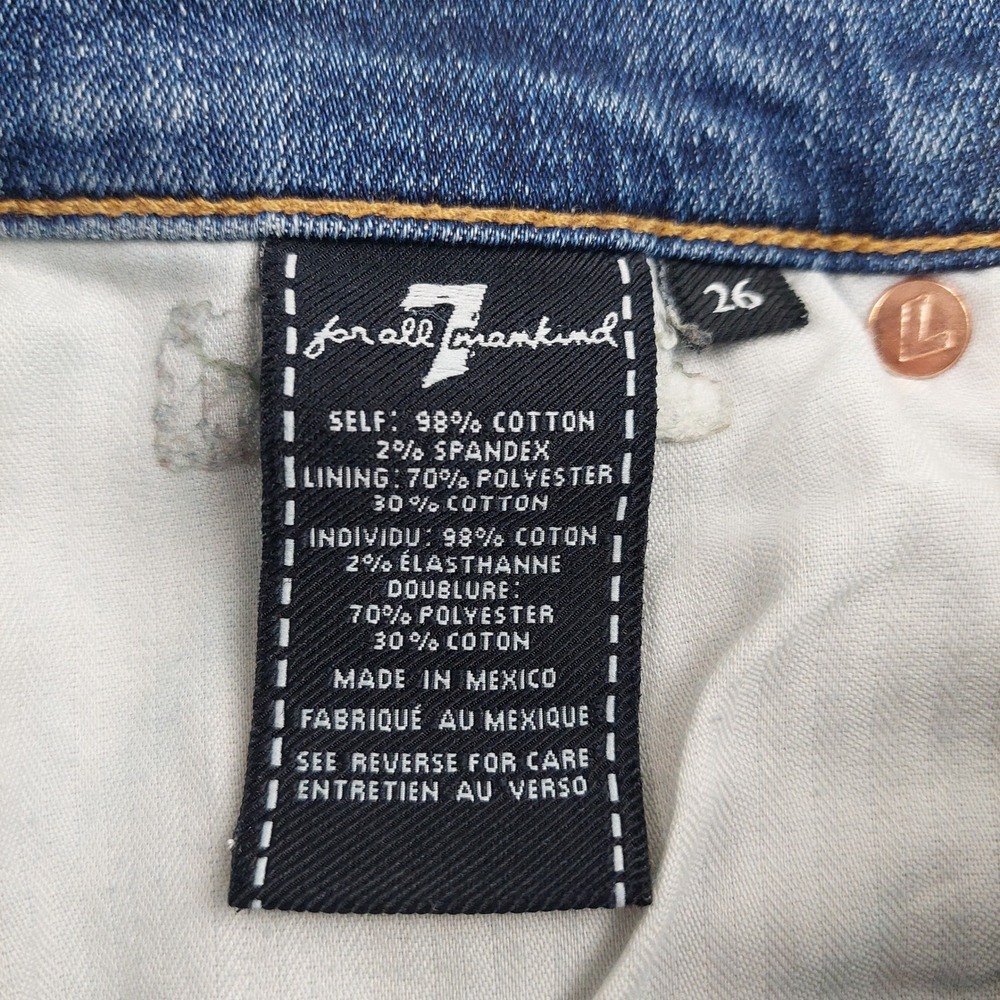 7 For‎ All Mankind Denim Mini Skirt 26 Frayed Hem Blue Y2K Summer Chic Boho - Picture 4 of 6